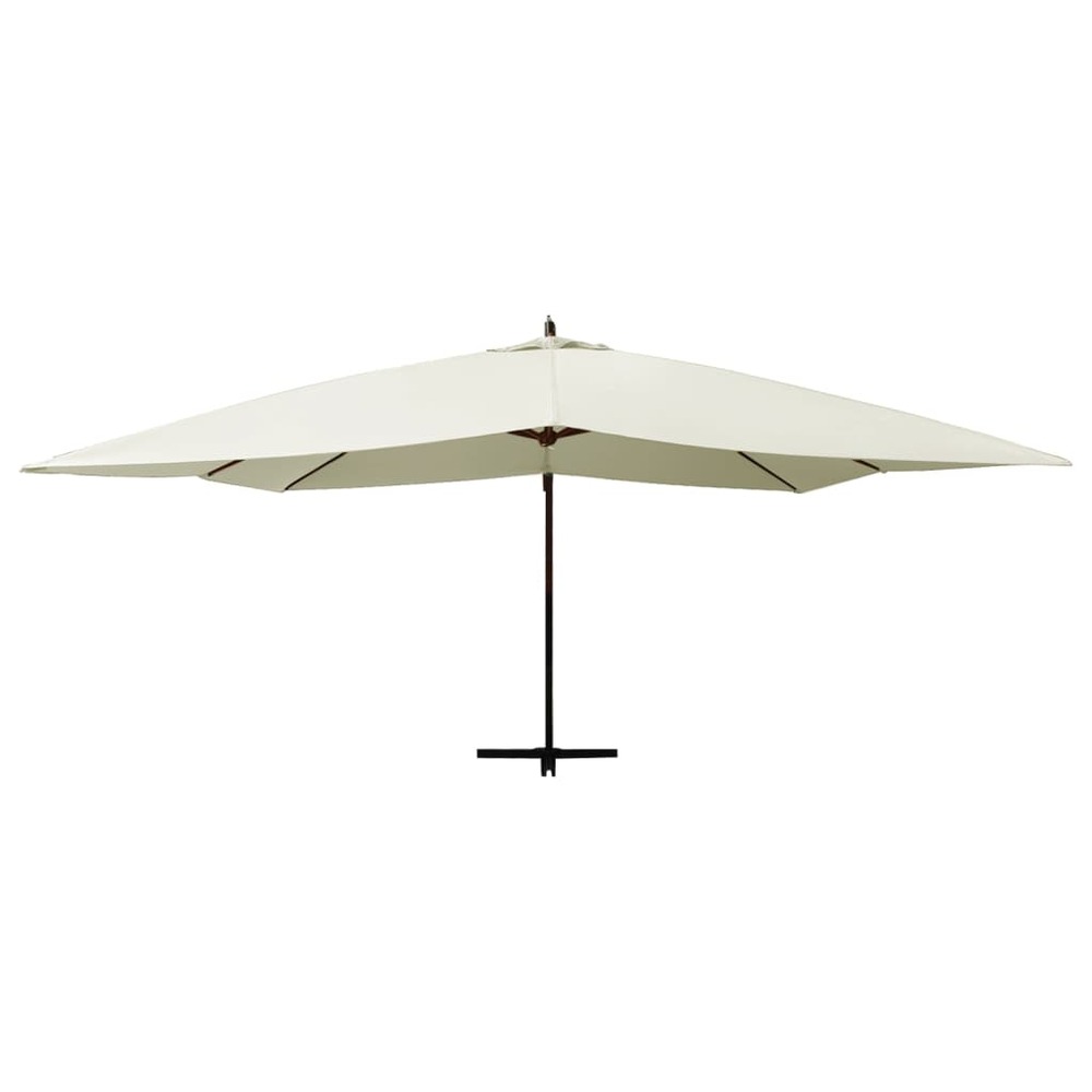 Parasol meuble de jardin en porte-à-fau x avec mât en bois 400 x 300 cm blanc sable