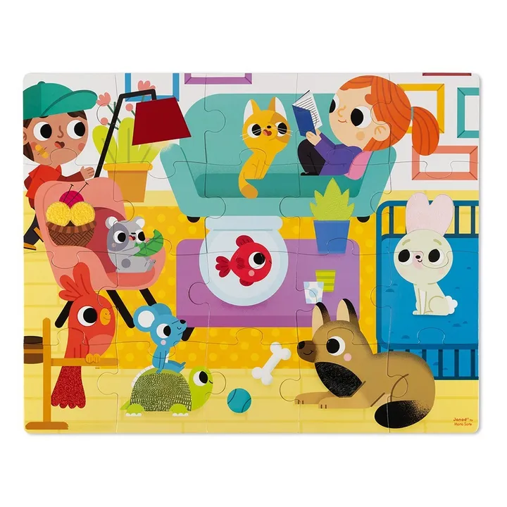 Janod Puzzle tactile Les Animaux Domestiques - 20 pièces
