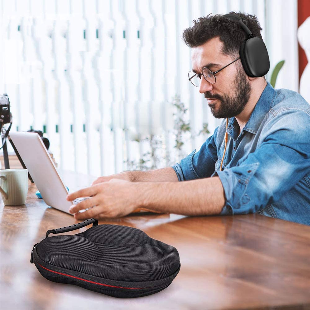 AirPods Max EVA Kunststoff Schutztasche Hartschale mit Tragegriff - Schwarz