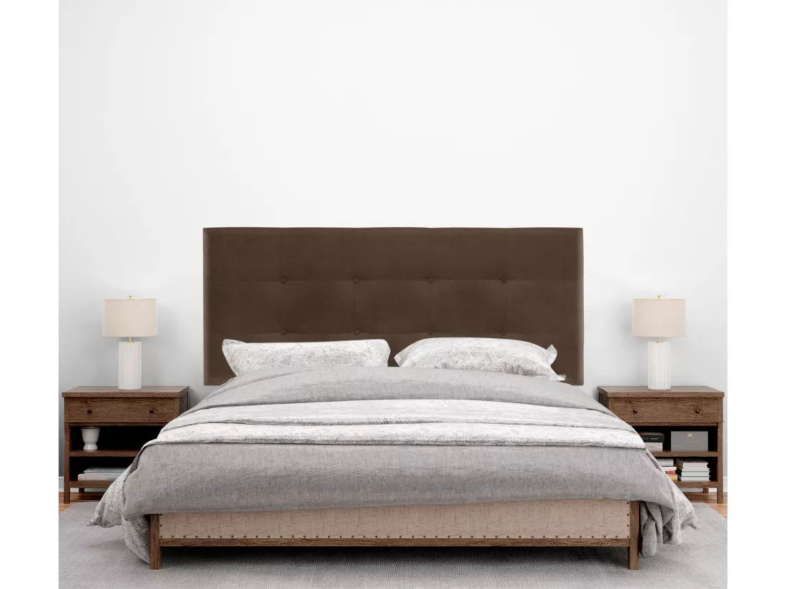 DHOME Tête de Lit en Tissu Aqualine Capitonné 160x60cm Lits 150/160 - Marron
