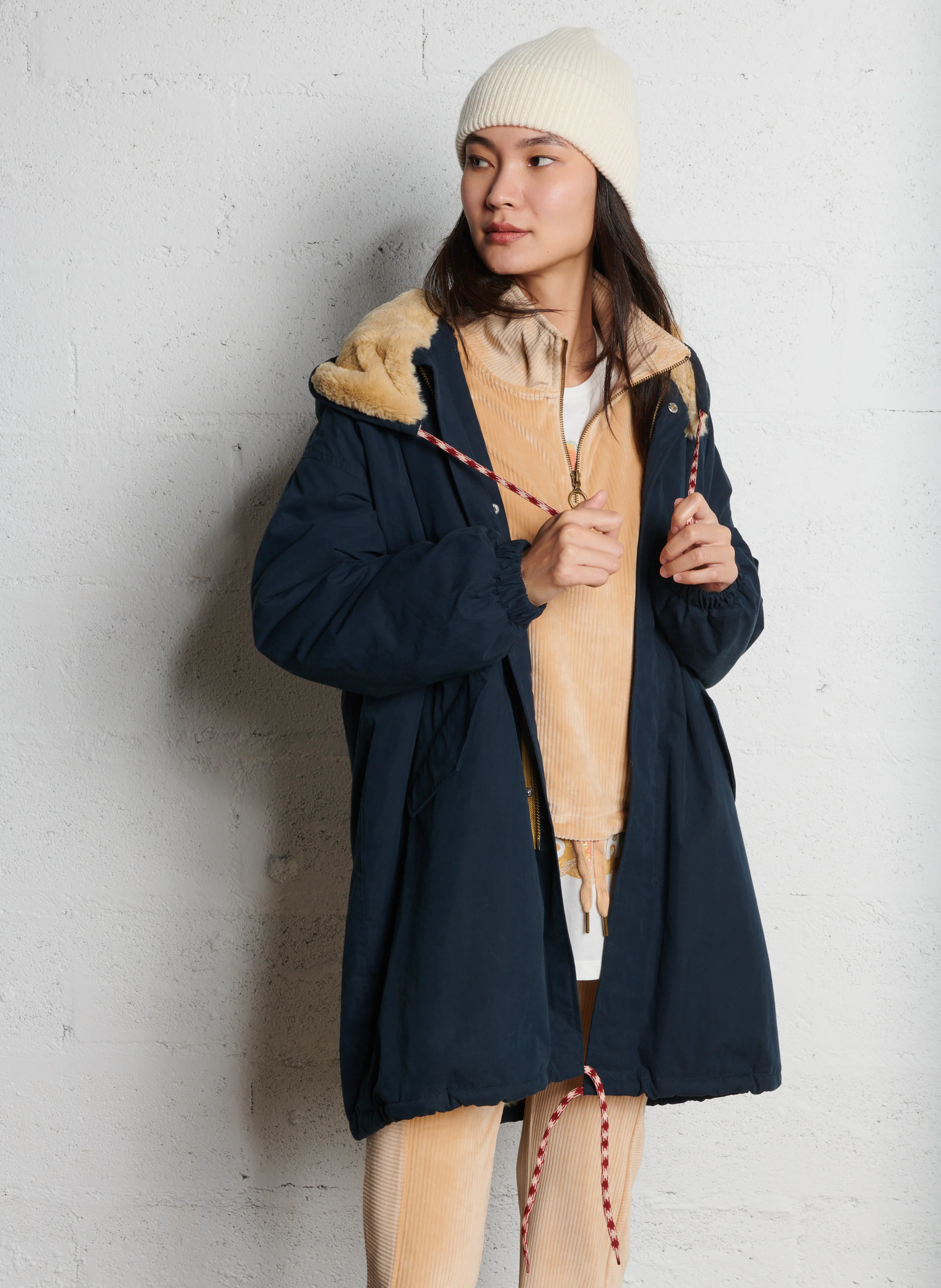 Parka oversize ample en coton mélangée | Bleu