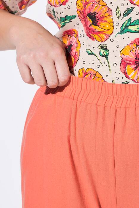 Palazzohose, Leinenmix, weites Bein, Elastikbund, amaryllis