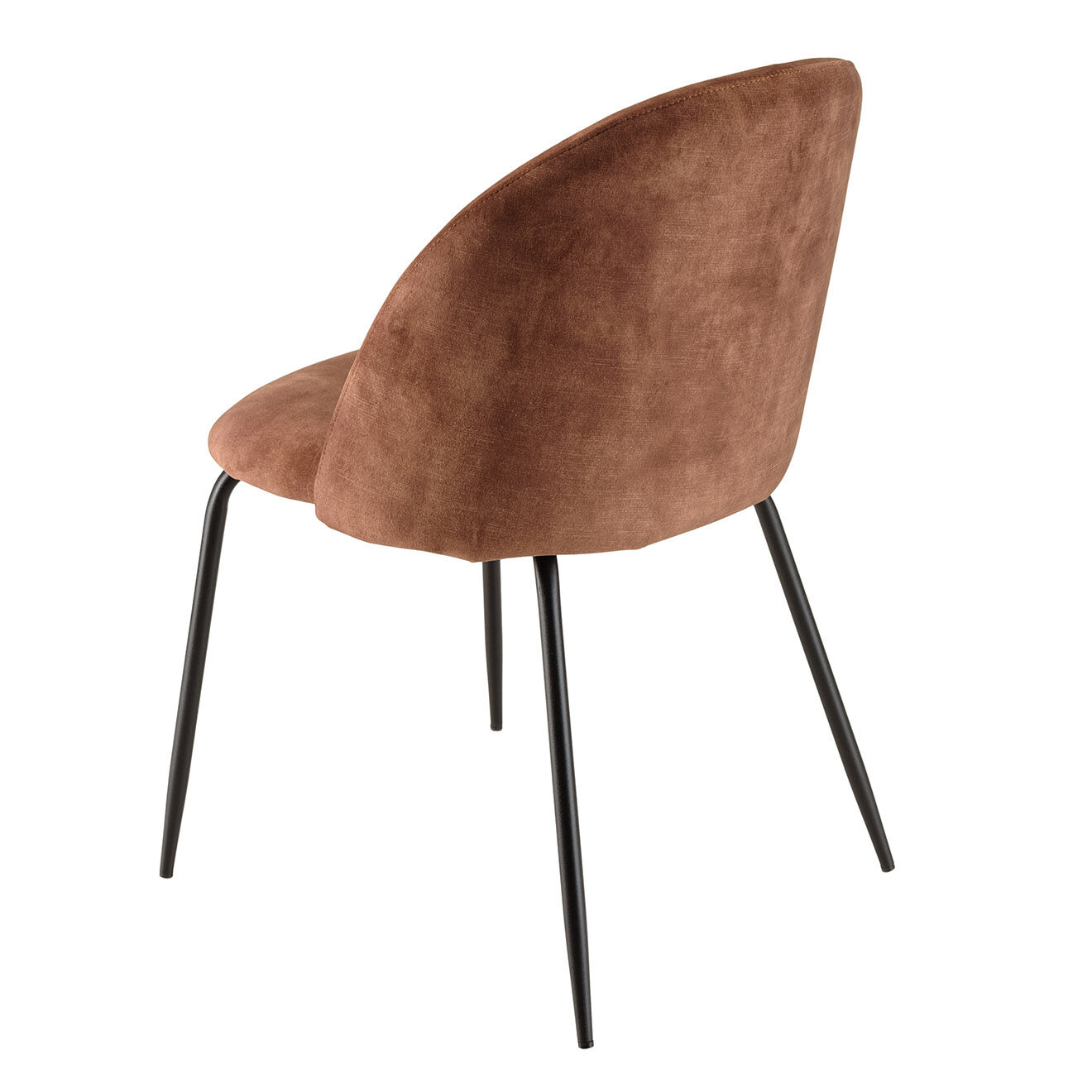 Macabane 2 Chaises en Velours Tom dossier arrondi acajou - 50x55x79 cm