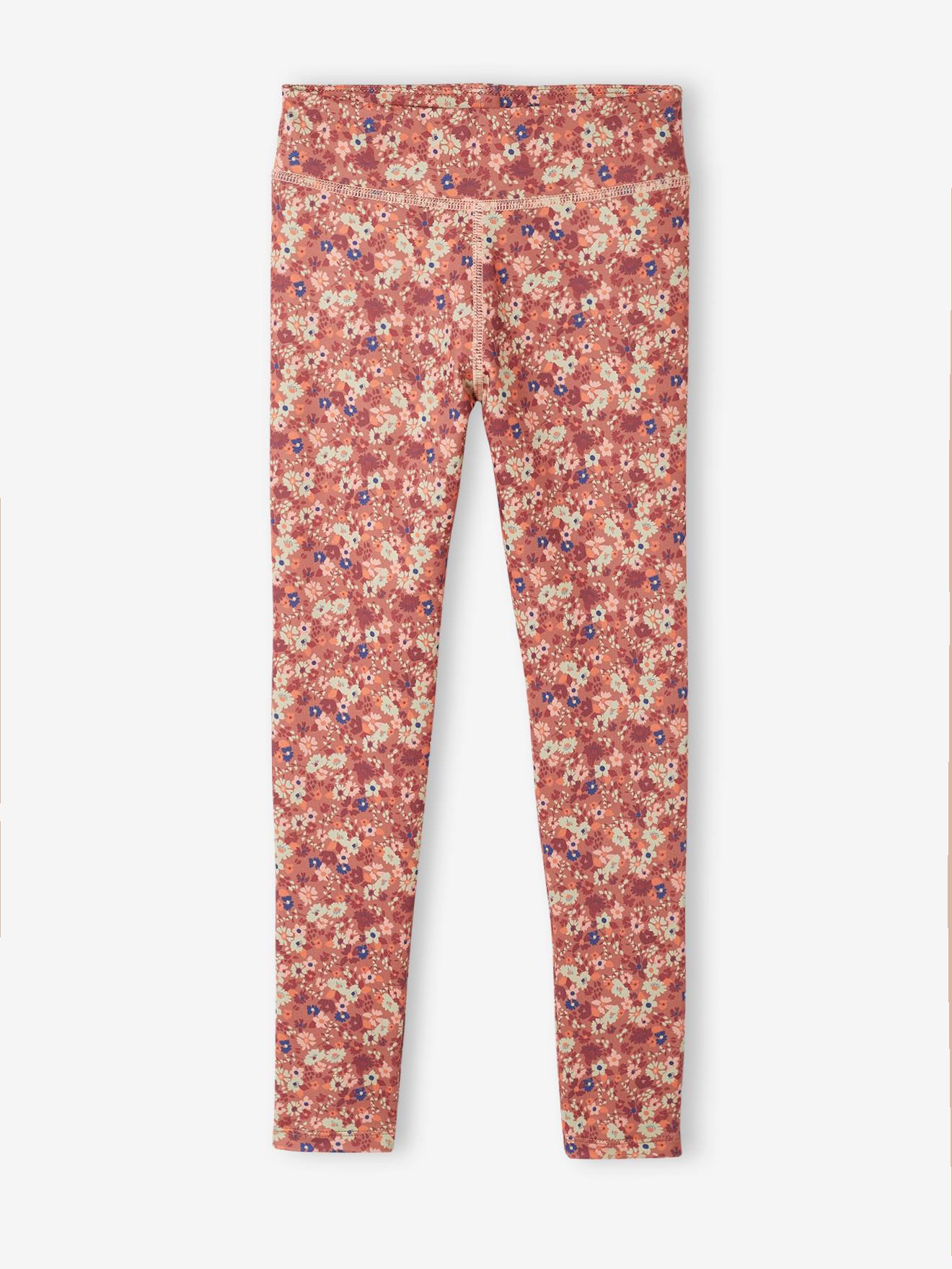 Leggings esportivas infantis azuis em tecido técnico com estampa.