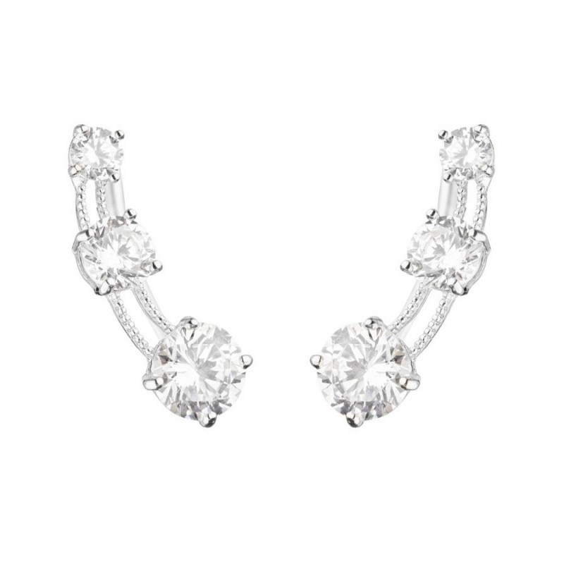Boucles d'oreilles grimpantes or blanc et oxydes de zirconium 