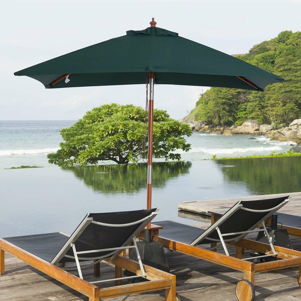 Parasol rectangulaire inclinable vert - 200x150x230cm
