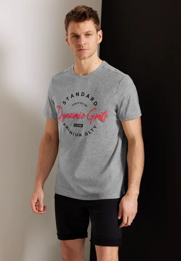 T-Shirt mit Frontprint - silver grey melange