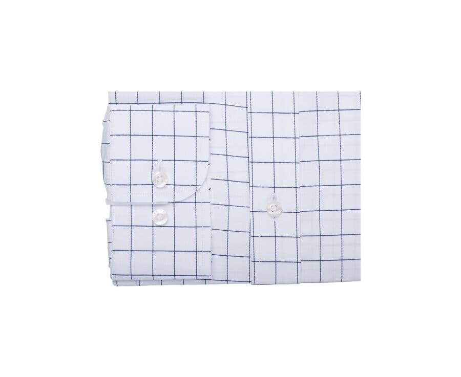Chemise blanche carreaux bleus - Col français - SERGIUS
