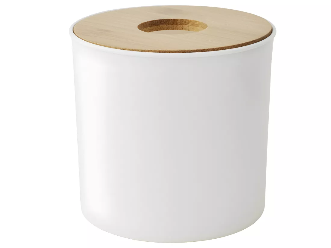 Poubelle à coton couvercle bambou 1.5L