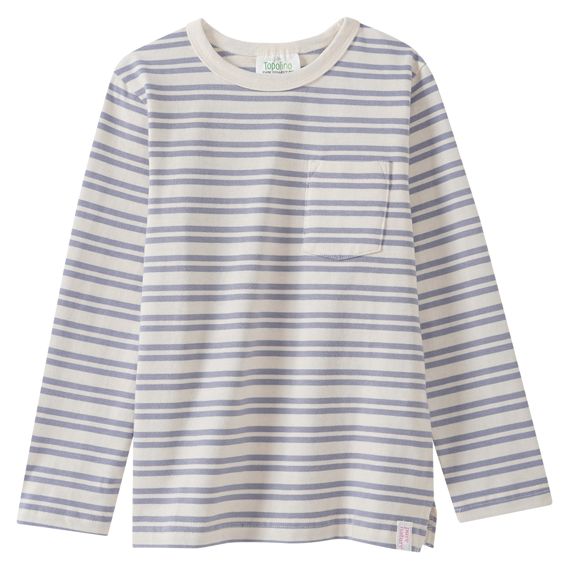 Topolino Pure Collection Jungen Langarmshirt mit Streifen hellblau / cremeweiss