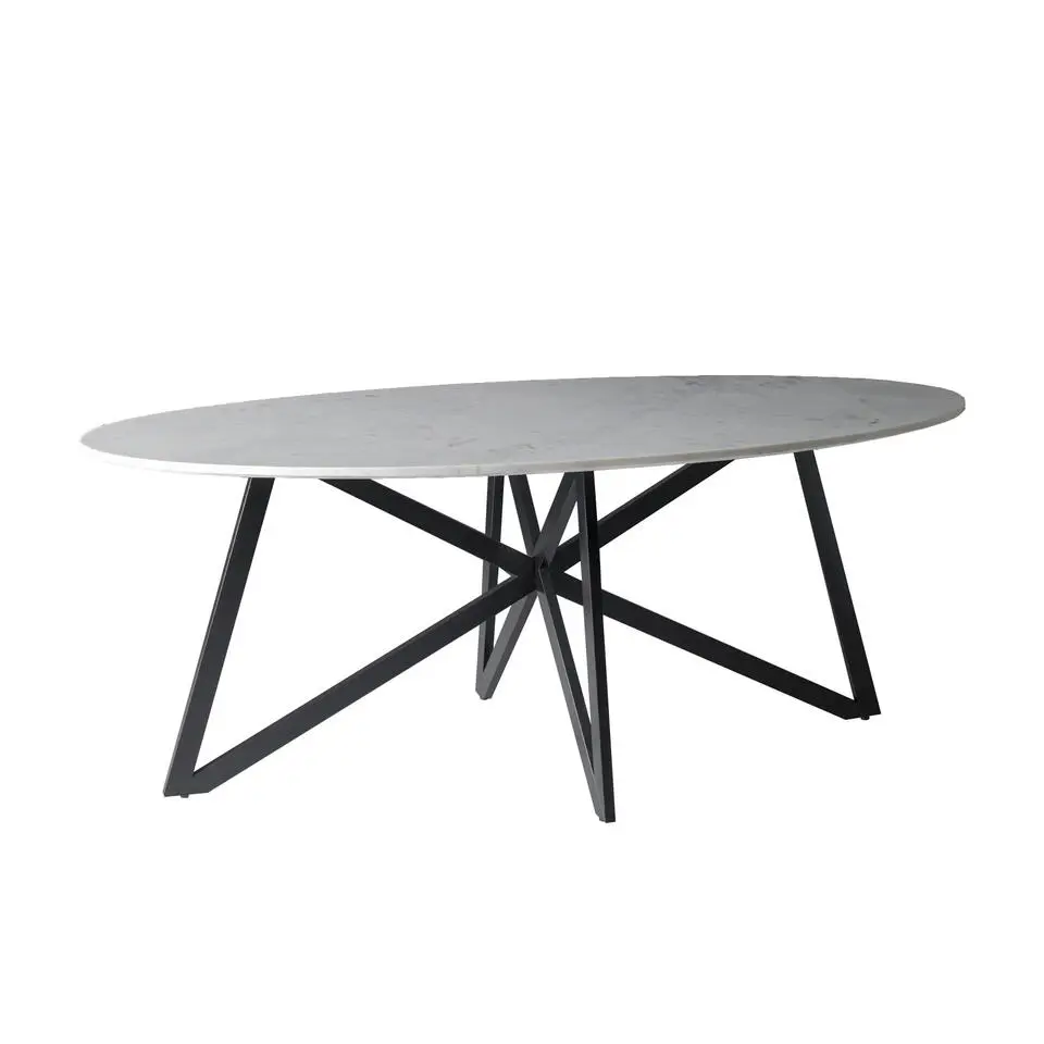 Livingfurn - Eetkamertafel DT- Marble Oval White 200cm - Marmer