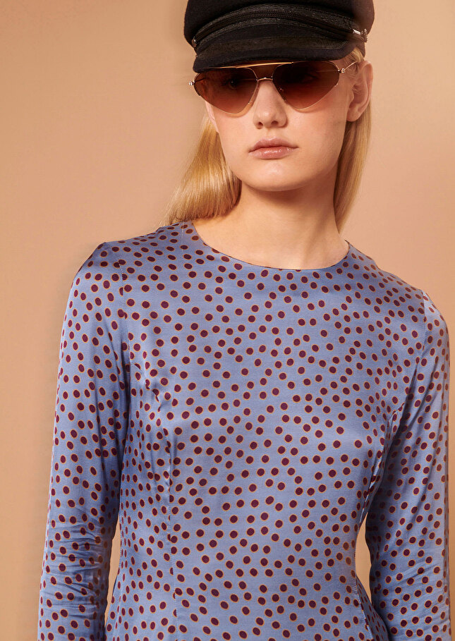 Robe Raelbleue imprimée à pois