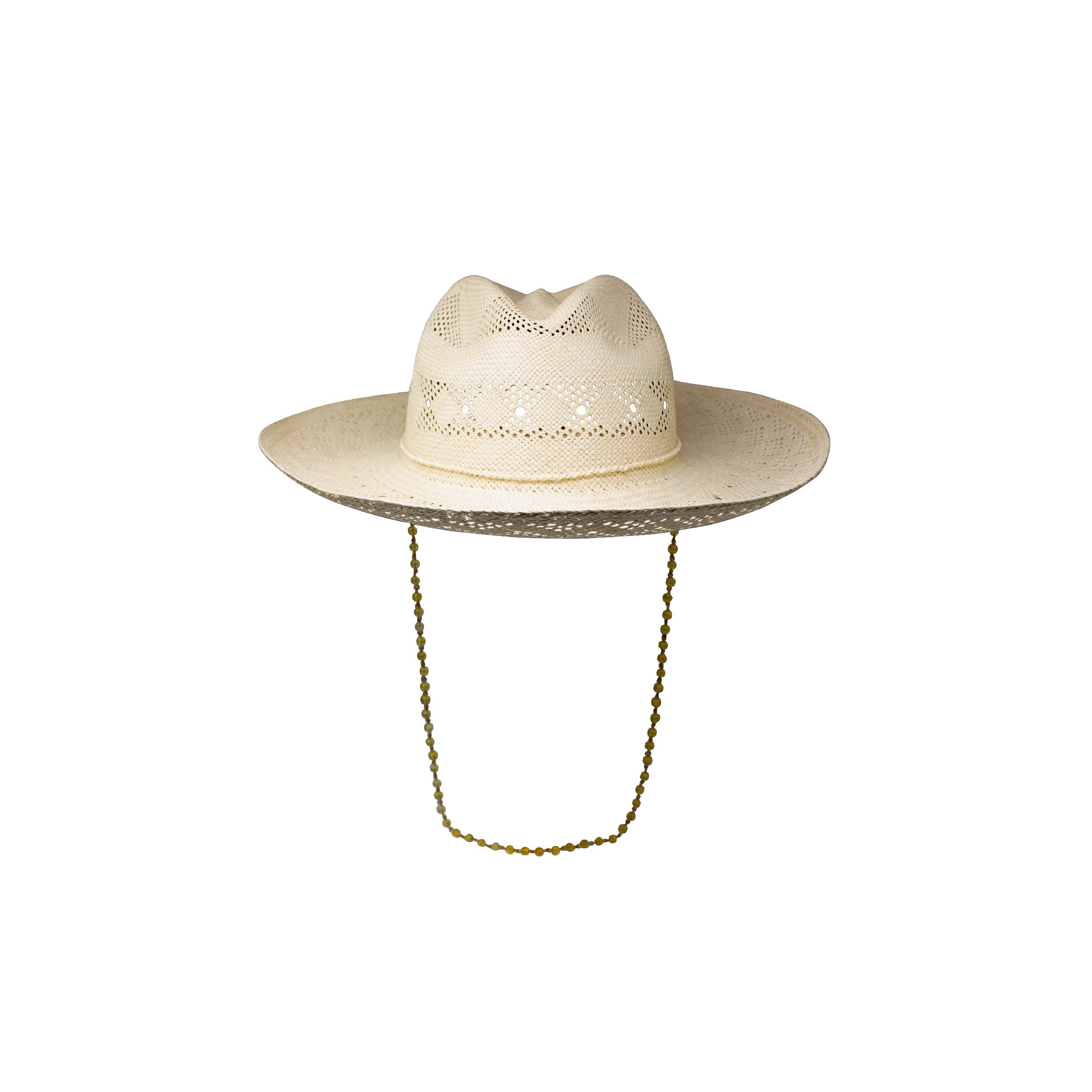 Chapeau Panama à chaînettes en tissage ouvert, à long bord