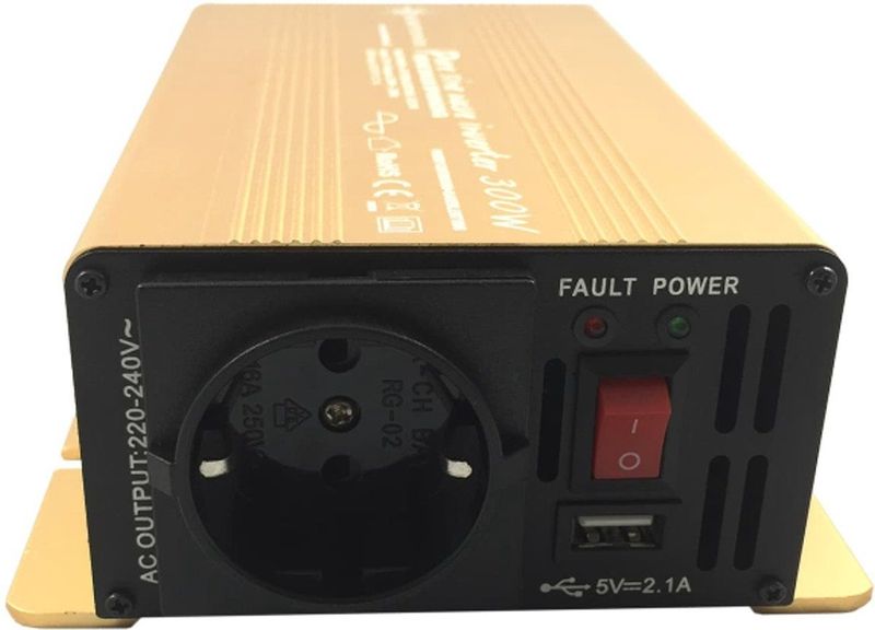 12V naar 230V Spanningsomvormer - 300W - Goud - Compact