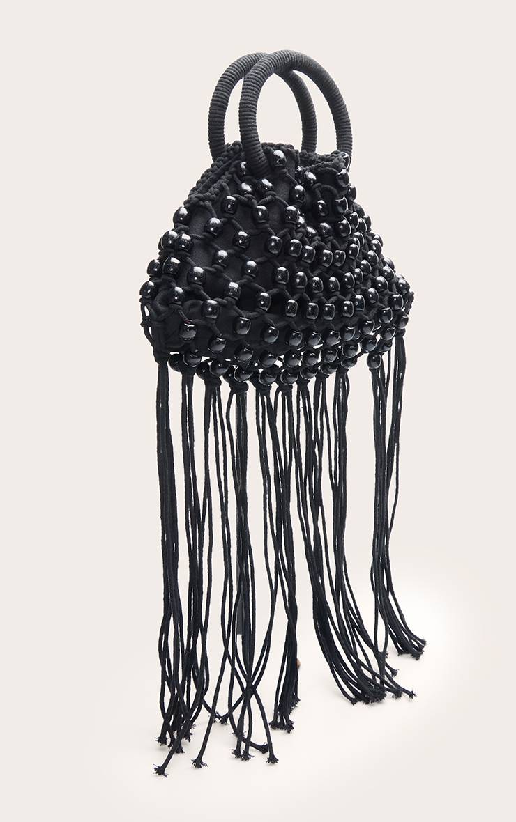 Noir Sac Seau Tissé Perlé