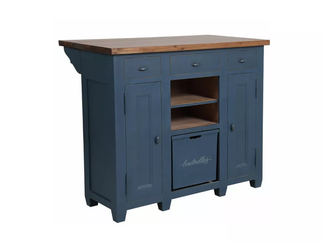 Comptoir Bar Bois Bleu - Brocante Interior's