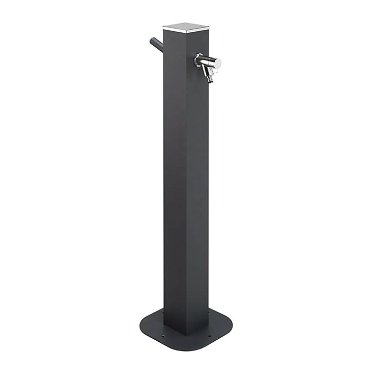 Fontaine de jardin en aluminium avec robinet coloris anthracite l.25 x P.26 x H.100 cm