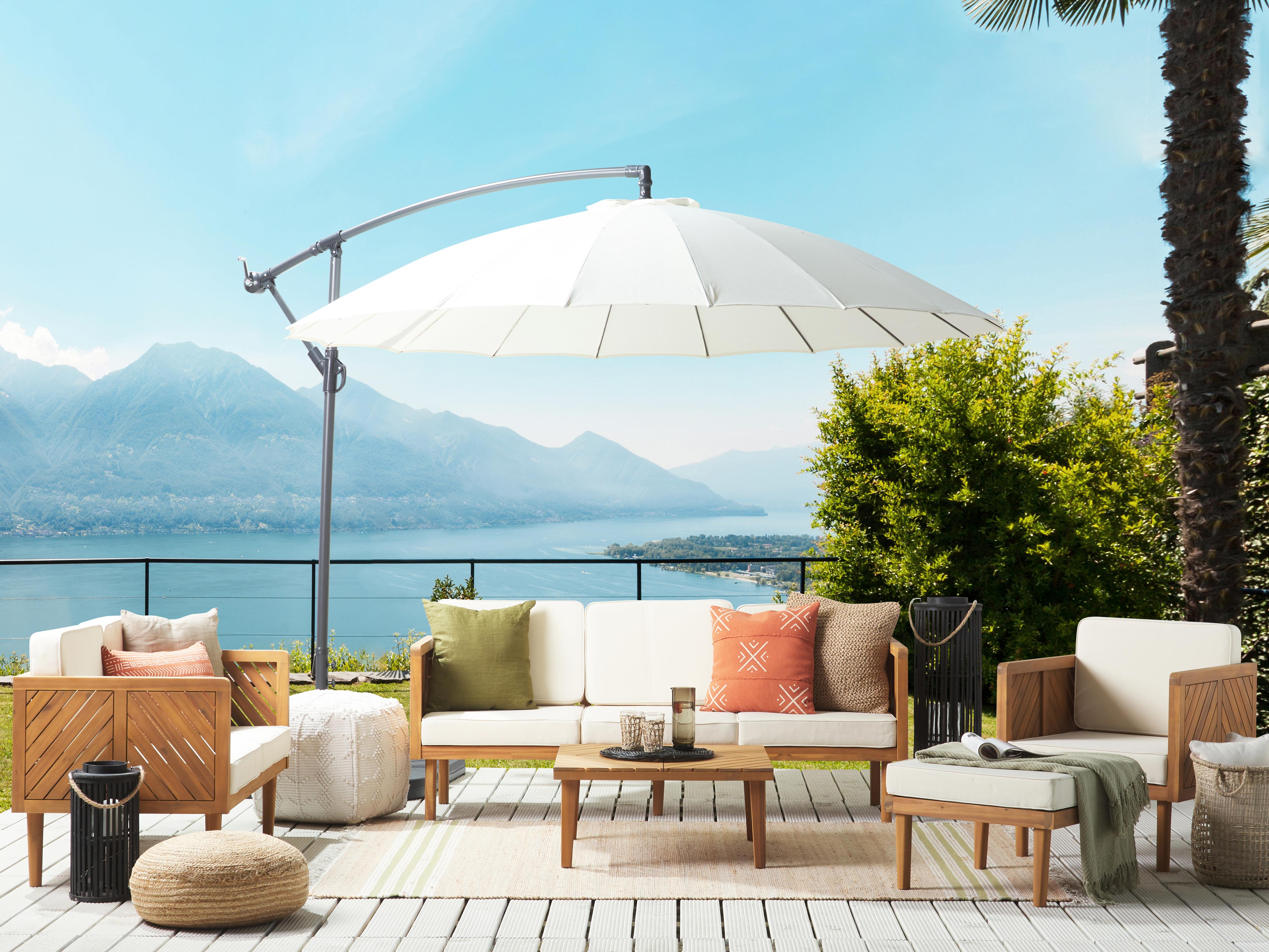 Loungeset met tafel en ottomaan 6-zits BARATTI Acaciahout Bruin