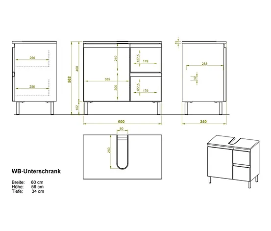 Waschbecken-Unterschrank »Torrance«, klein