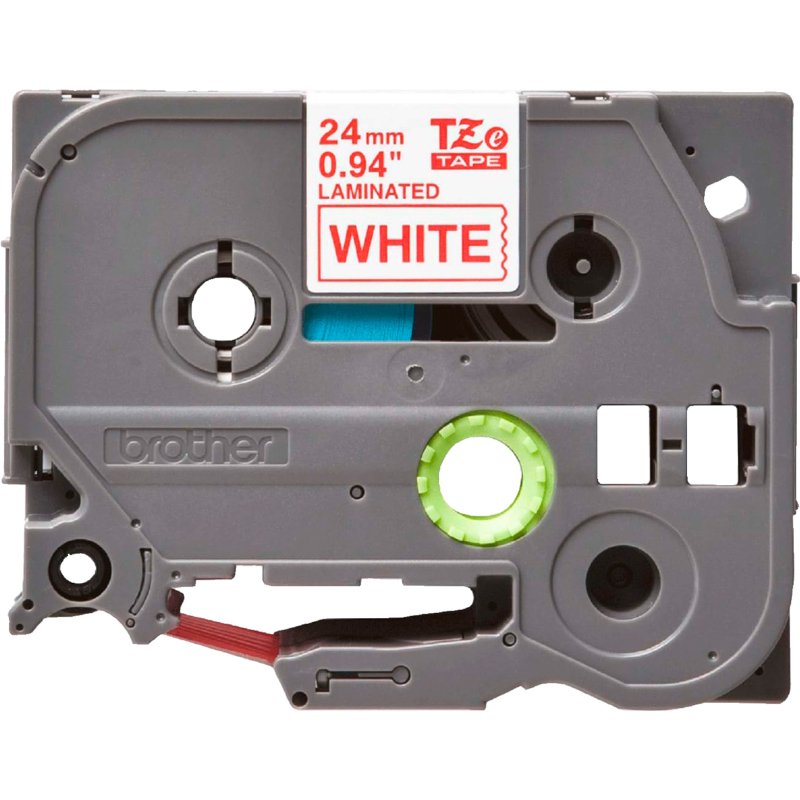 Ruban laminé Brother 24 mm TZE 252 blanc écriture rouge