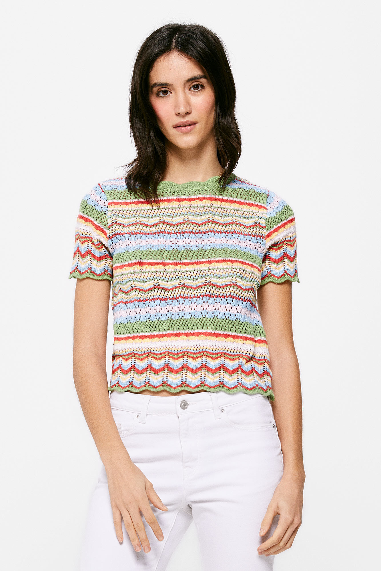 Camisa listrada Pointelle - Azul
