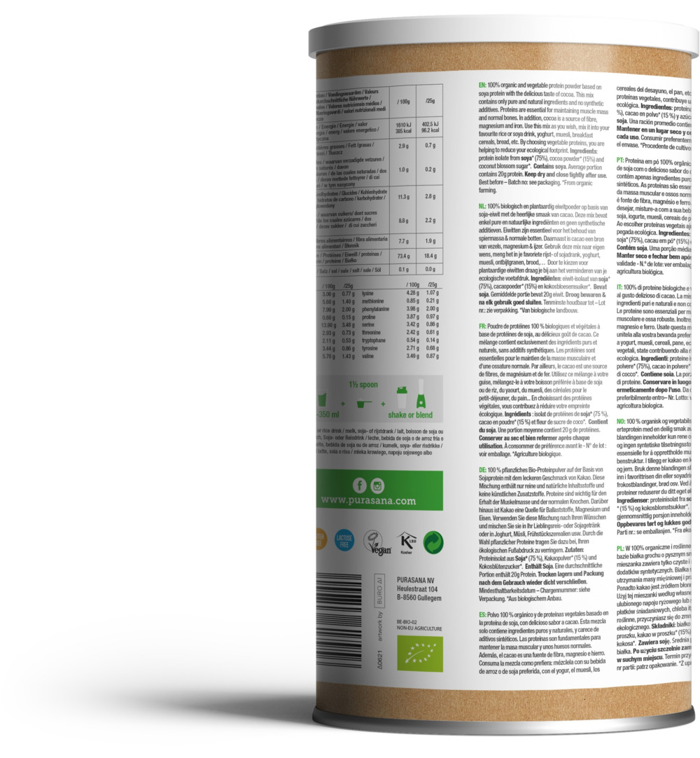 Purasana Vegan Proteine Soja – Cacao Bio (400 gr)