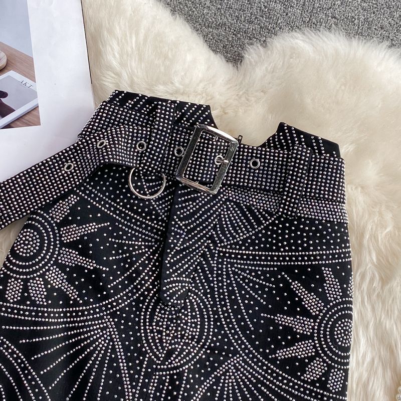 Yearnin - A-lijn minirok met riem en strass