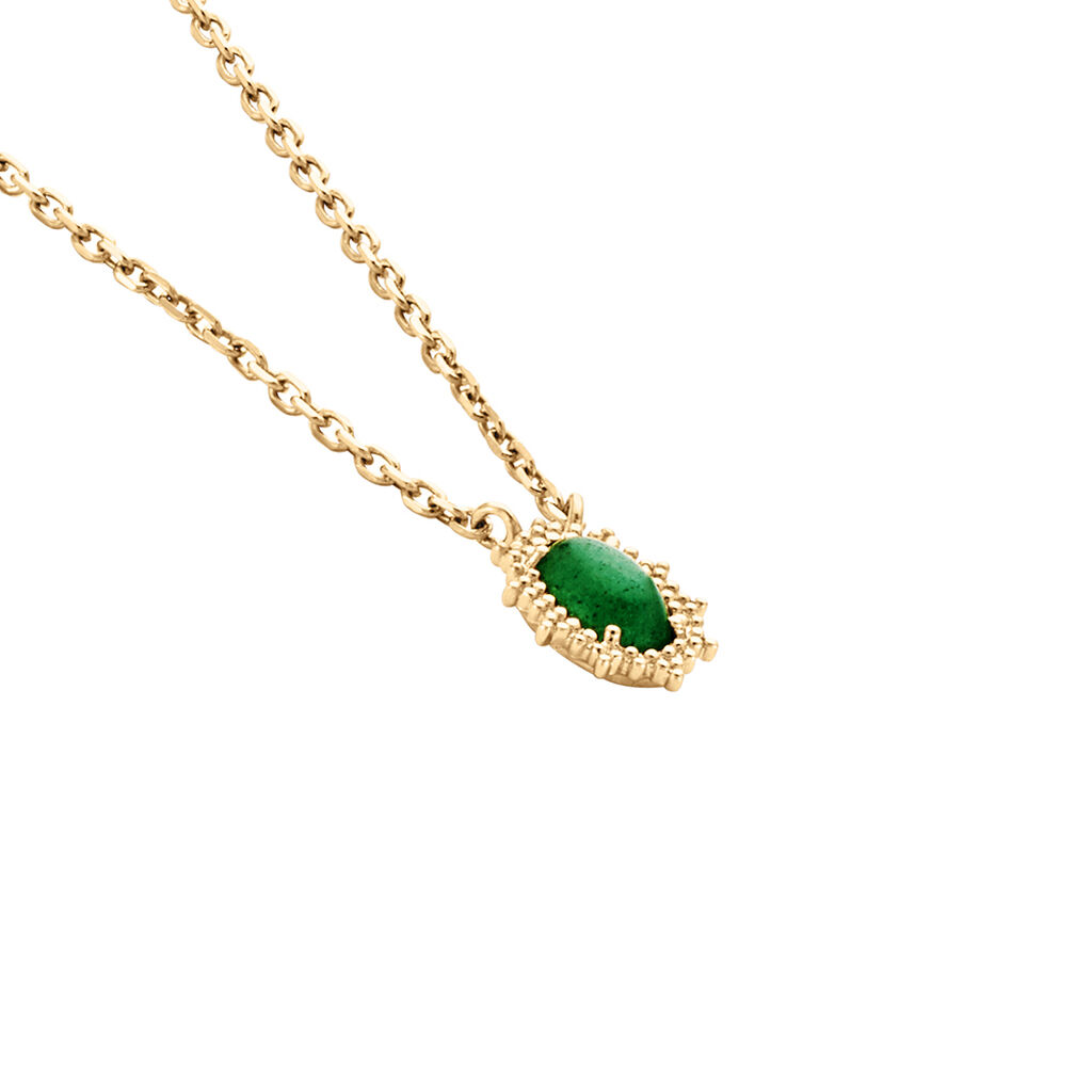 Collier Vintage Love Plaqué Or Jaune Aventurine