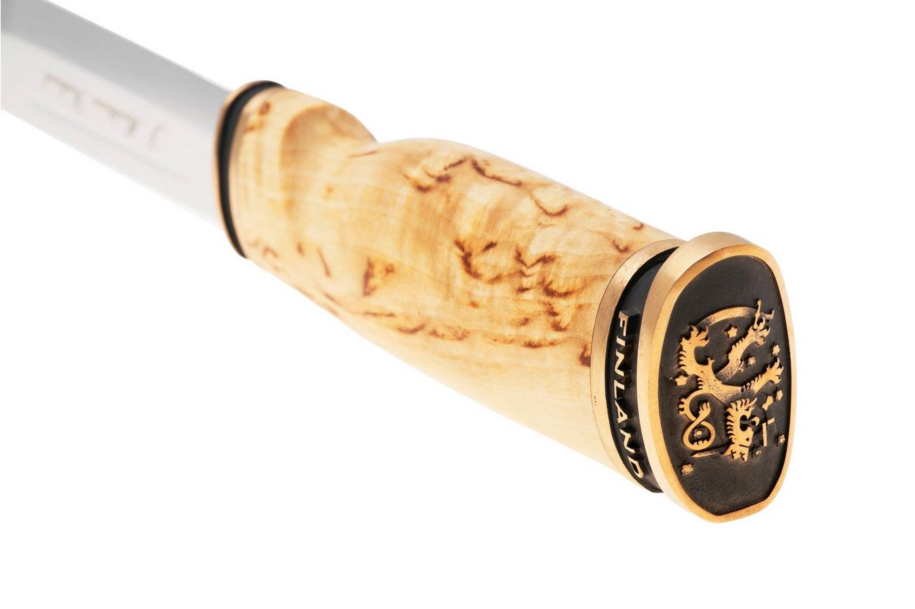 Marttiini Suomi-Finland 548018W Polished 1.4034, Bronze Curly Birch, vaststaand mes