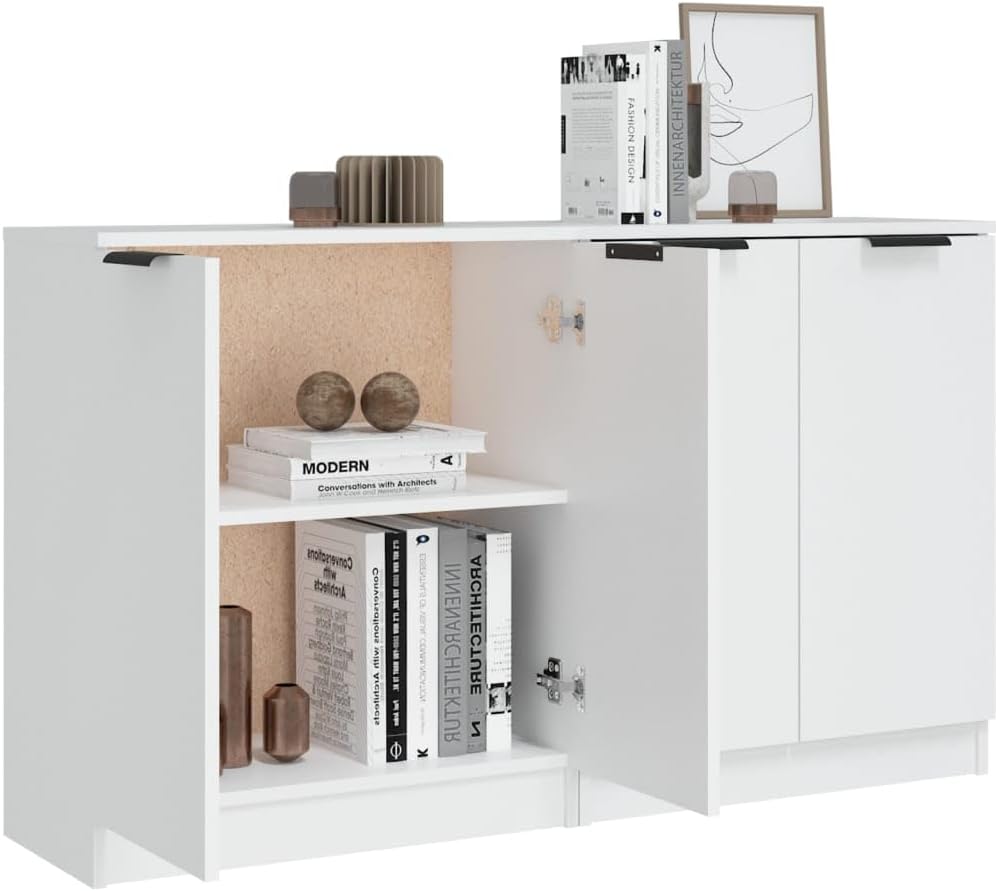 vidaXL 2X Sideboard mit Türen Kommode Anrichte Schrank Beistellschrank Mehrzweckschrank Standschrank Weiß 60x30x70cm Holzwerkstoff