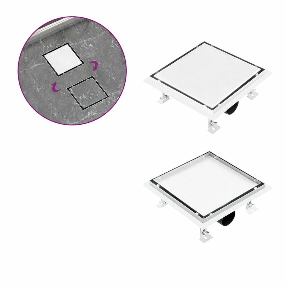 Drain de douche avec couvercle 2 en 1 23x23 cm acier inoxydable