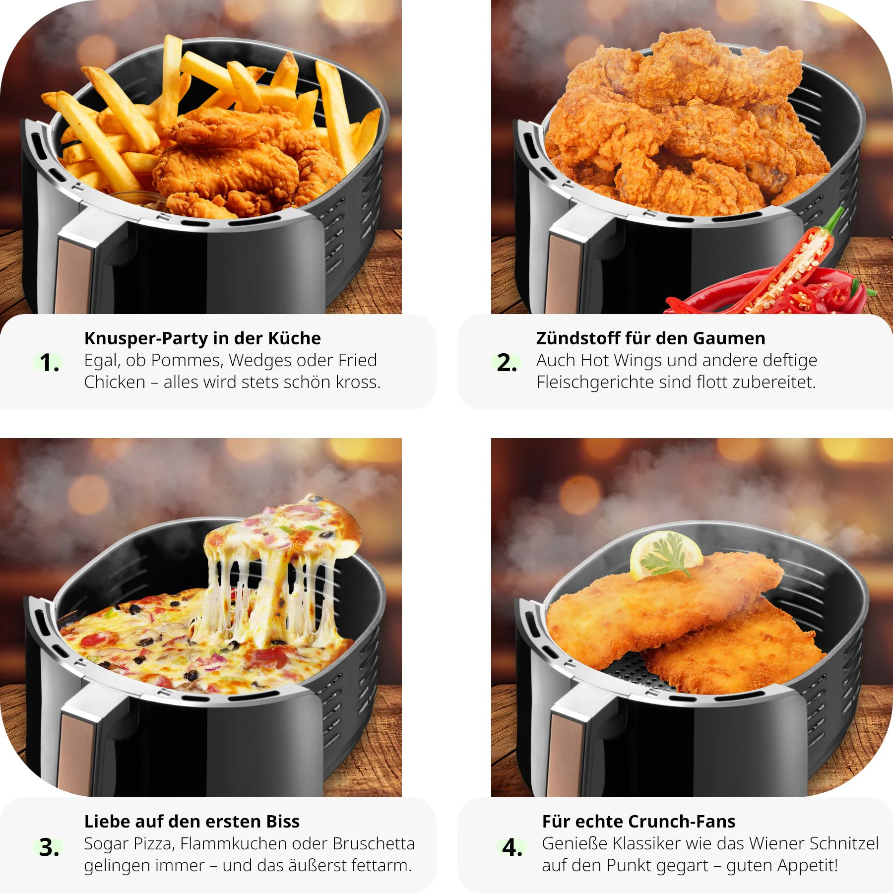tectake® Heißluftfritteuse, 8,5 l, 1800 W, Timer und Temperatursteuerung, SGS-Zertifikat, inklusive Rezeptheft