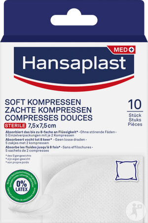 Hansaplast Compresses Douces Stériles 7,5x7,5cm 10 Pièces