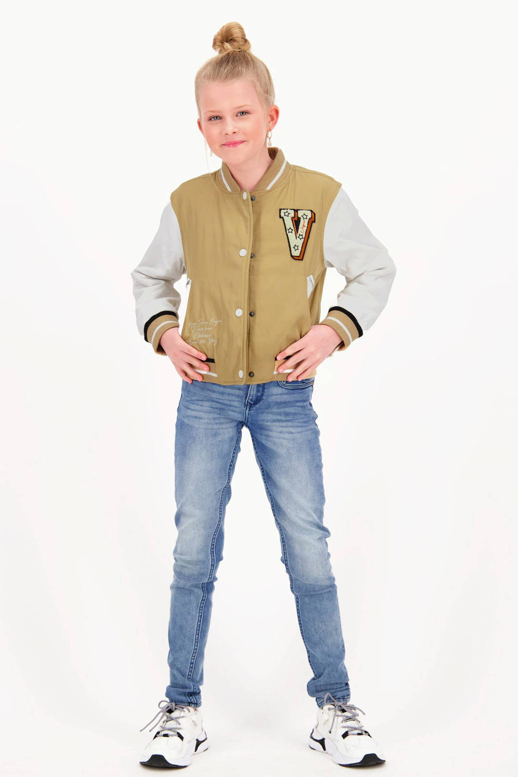 Vingino baseball jacket Tersa met printopdruk bruin