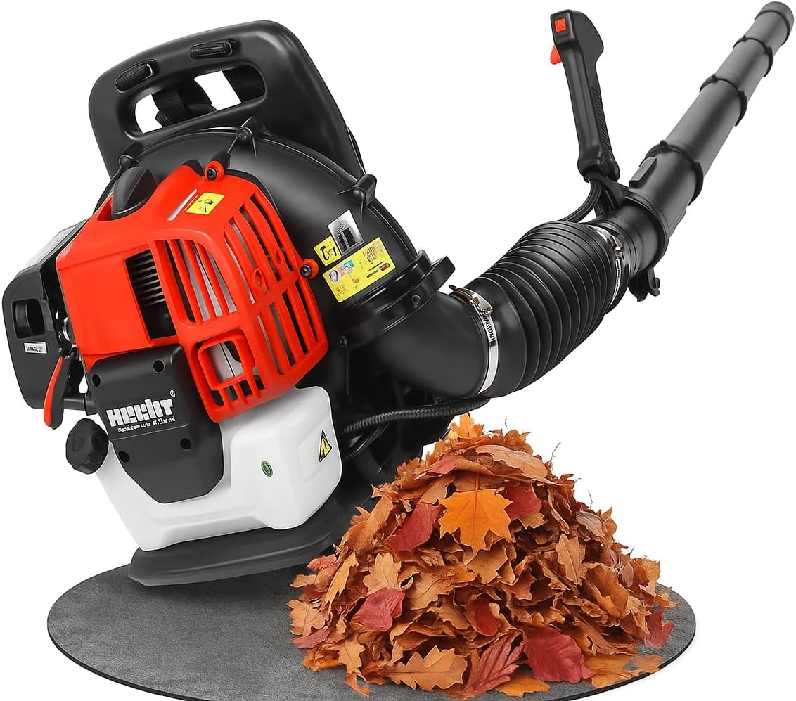 HECHT Benzin Laubbläser 1,6 PS – 43cm³, bis 180km/h & 792m³/h – 6,5kg Leaf Blower/Laubgebläse mit Einfacher-Start & Antivibrations Rückenaufnahme