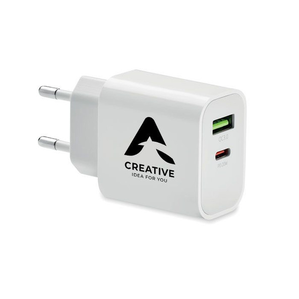 GiftRetail MO6879 - PORT Chargeur 18W 2 ports, prise UE