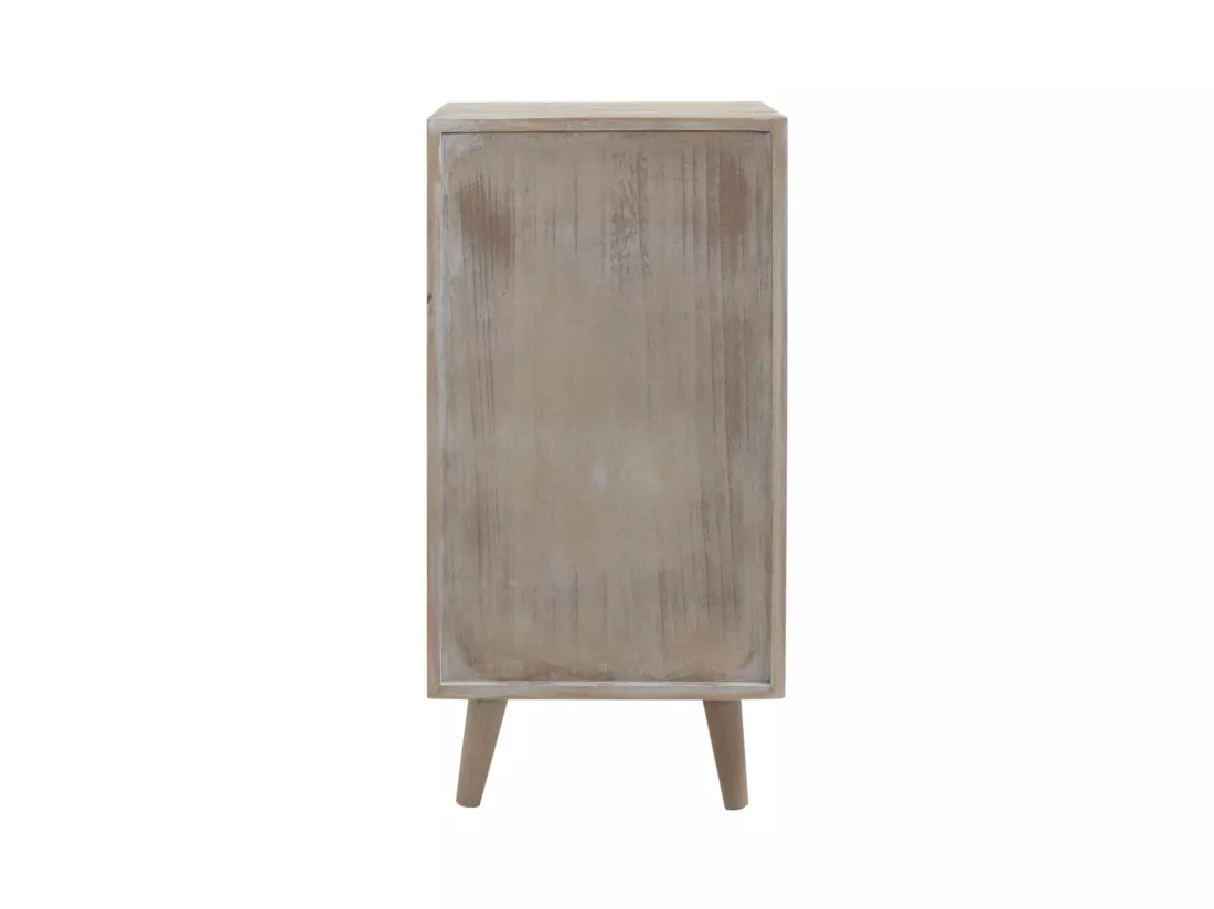Table de Chevet Étroite en Bois avec 3 Tiroirs Marron Gain de Place