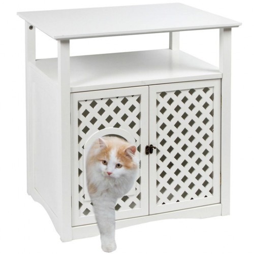 Armário para caixa de areia de gato Kerbl, branco