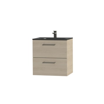Tiger badkamermeubel Studio 60cm naturel eik/matzwart met ronde RVS greep