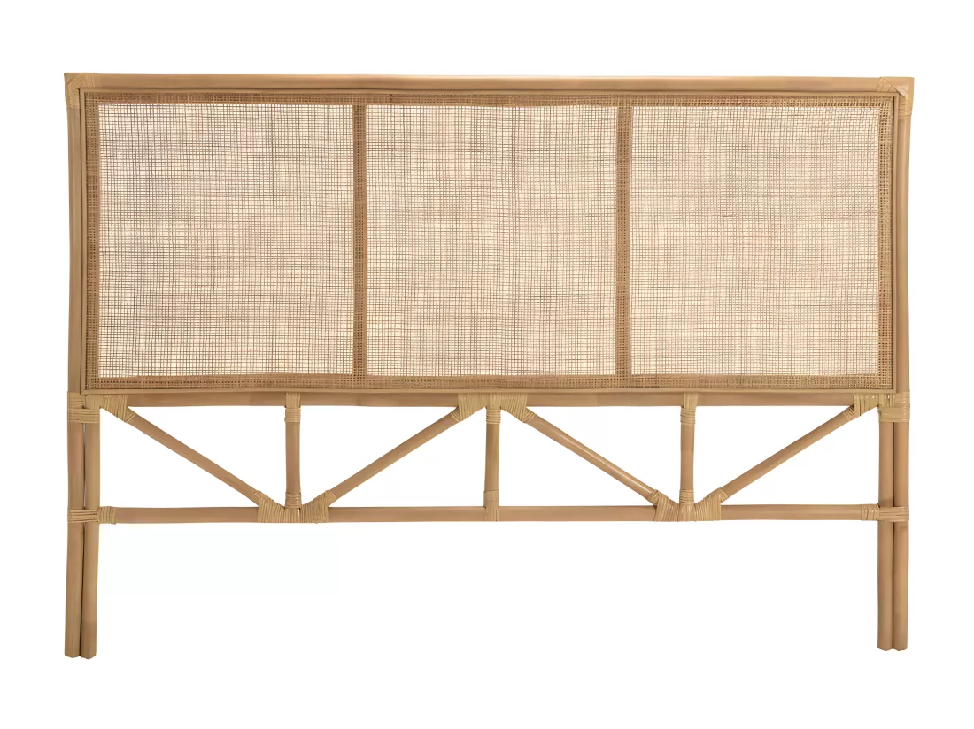 KALLY - Tête de lit rect. 140/160cm 'cannage' rotin couleur brun miel