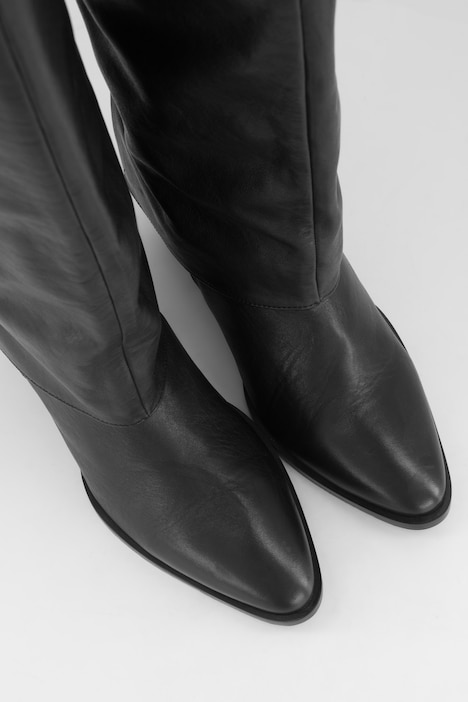 Lederstiefel, XL-Schaft, Gamaschen, Zipper, Weite H