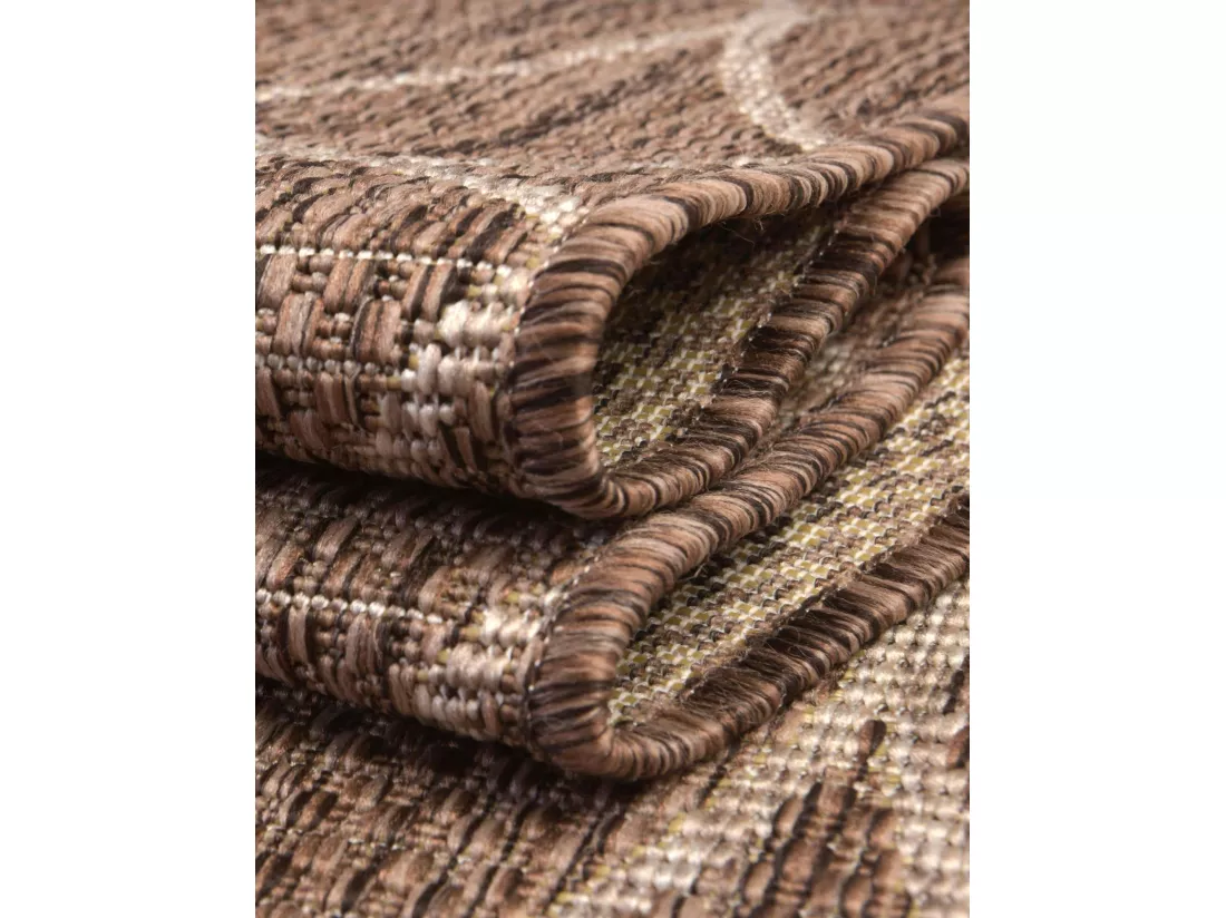 Tapis d'Extérieur - 122x122 - Marron - Tulum Geometrical