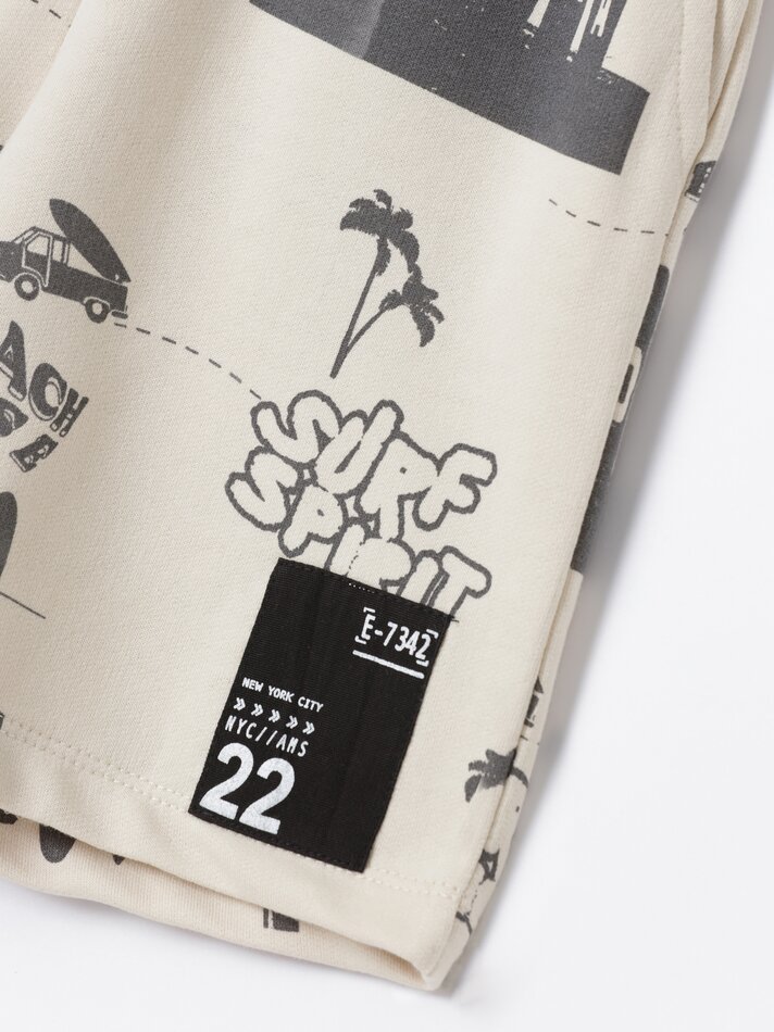 Bermuda de lã estampada - Branco-sujo