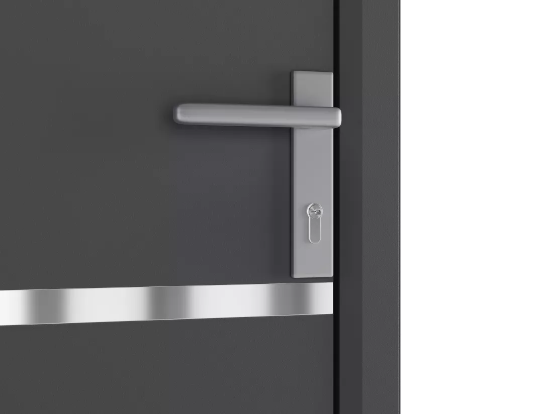 Porte d'entrée en aluminium H218 x L96 cm anthracite - poussant gauche - ISALINA
