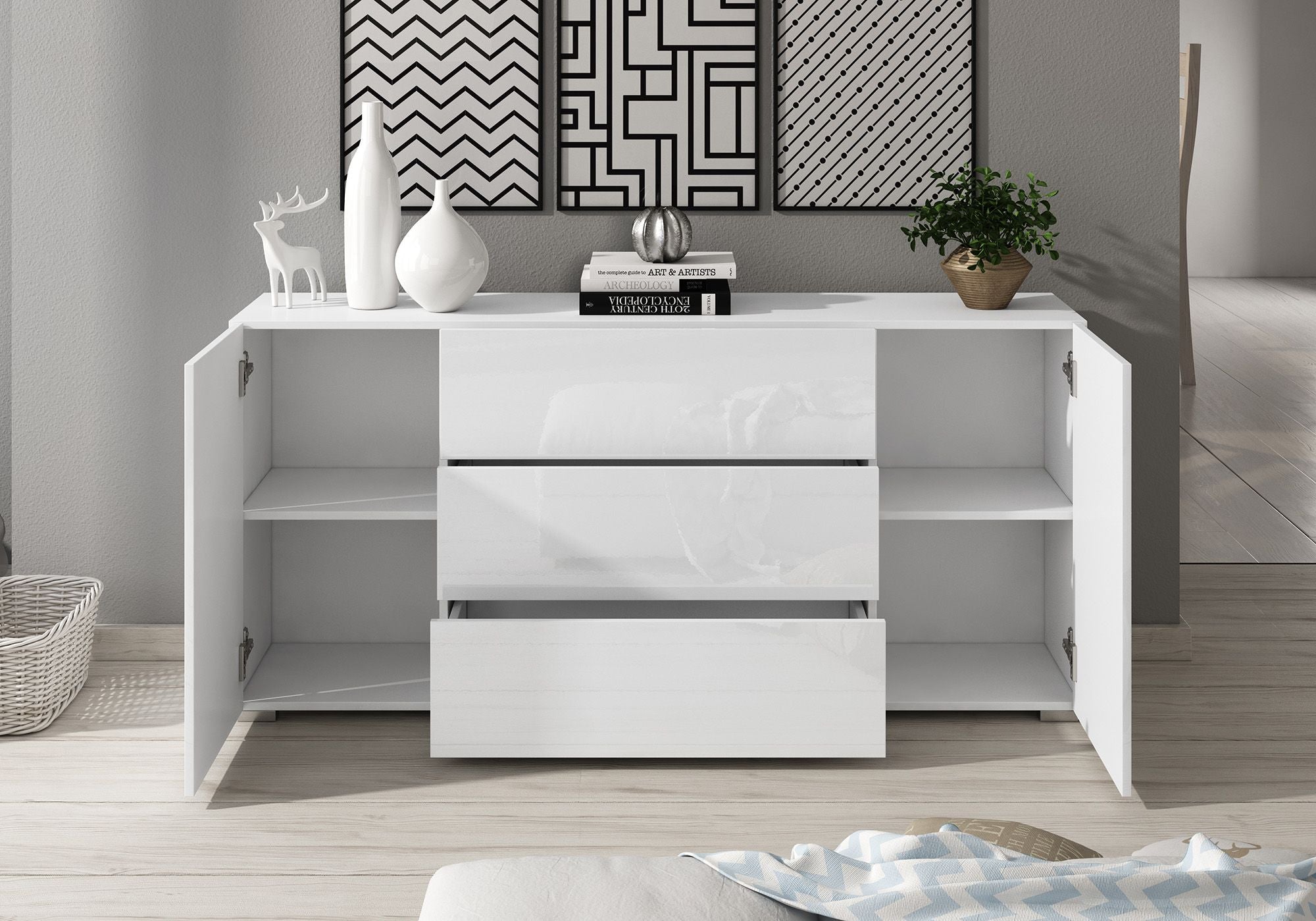 Meubella - Dressoir Bonzo - Wit - 150 cm