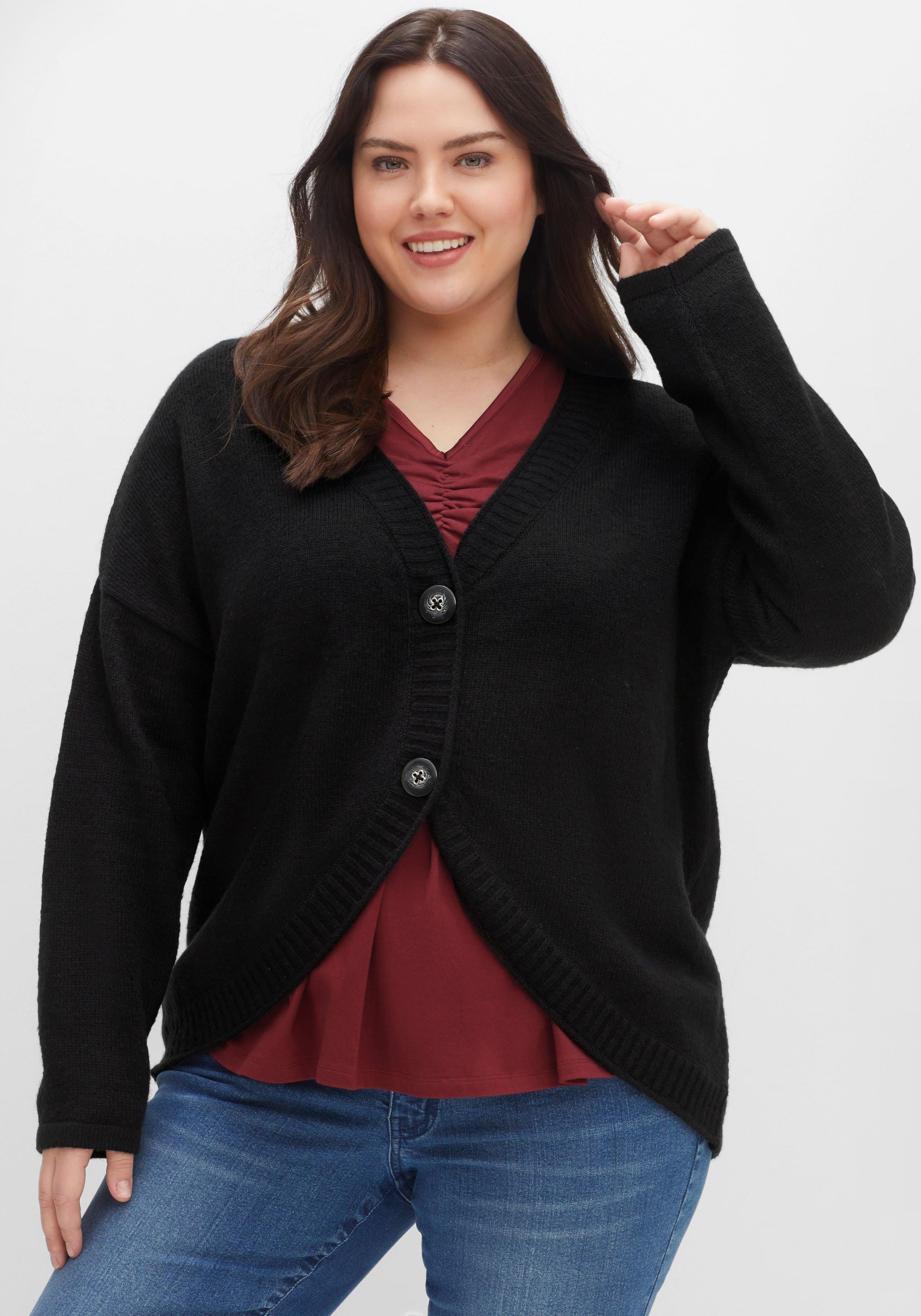 Strickjacke mit V-Ausschnitt, in kurzer Form