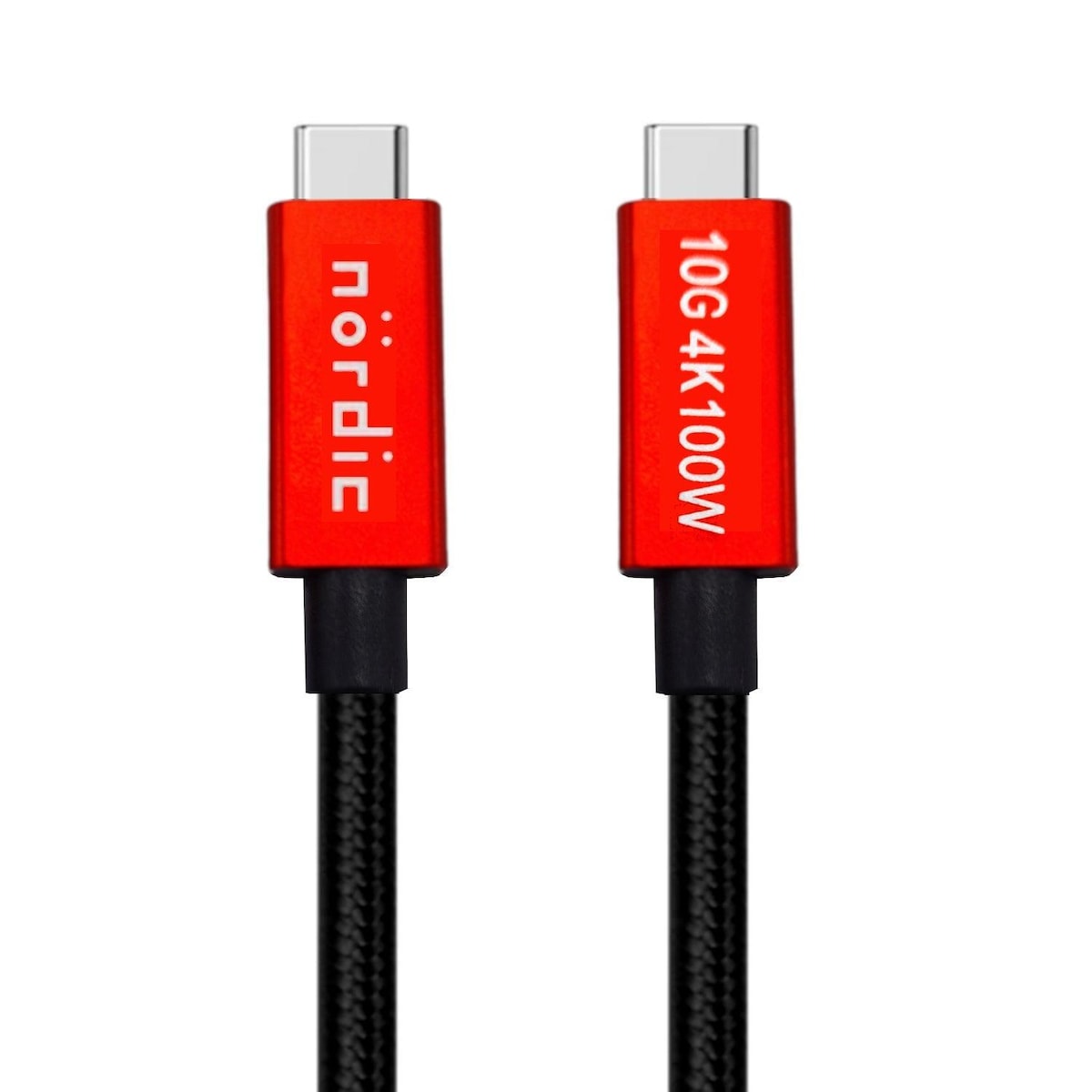 NÖRDIC 1m USB3.2 Gen2 SuperSpeed ​​​​USB 10 Gbps USB-C til C nylonflettet kabel med strømforsyning 100W, 4K60Hz video og Emarker