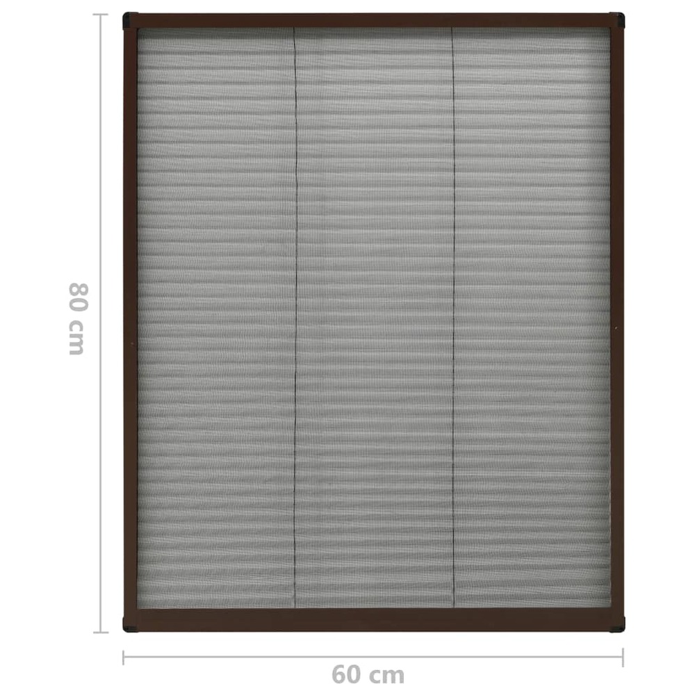Moustiquaire plissée pour fenêtre aluminium marron 60x80 cm