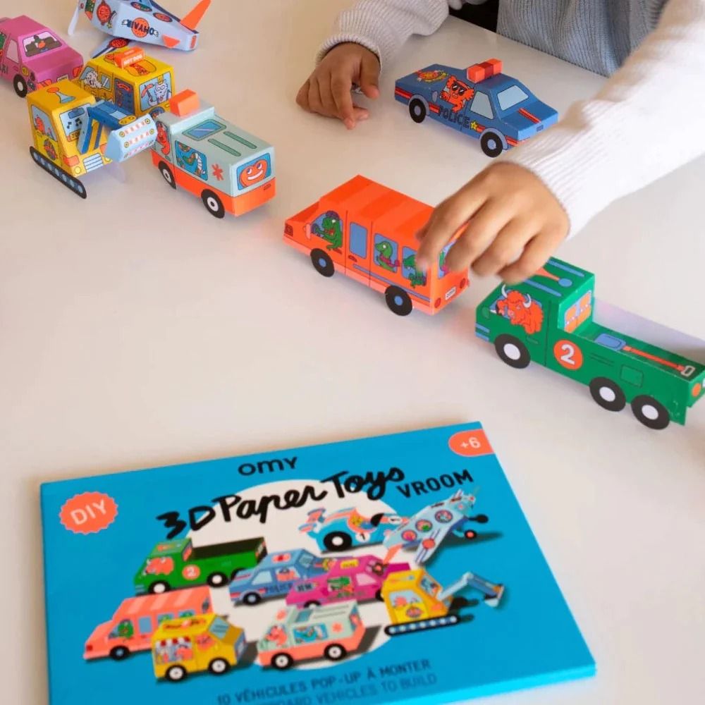 Paper toys 3D Vroom - Véhicules pop-up à construire Omy