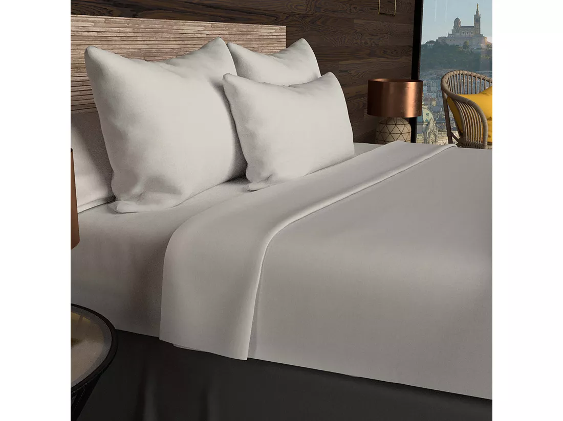 Drap plat en coton 57 fils 260x300 cm UNI lin, par Soleil d'ocre